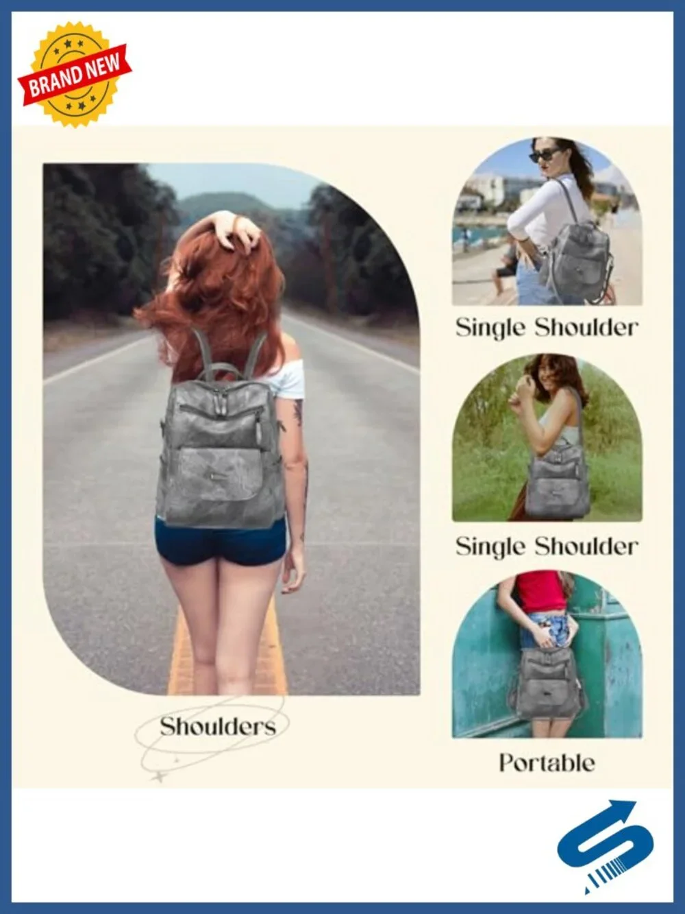 Women's Small Leather Backpack Purse Anti-theft Waterproof 3-in-1 Convertible